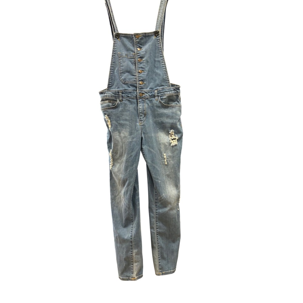 Life In Progress Women's Denim Overalls Distressed Size 30 Light Wash Utility